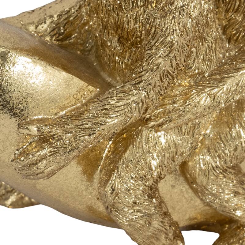 Sagebrook Home Polyresin Golden Three Monkeys on Banana Figurine - 8" x 3" x 5"