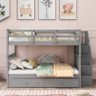 Stairway Full over Full Bunk Bed with Twin size Trundle - Bed Bath ...
