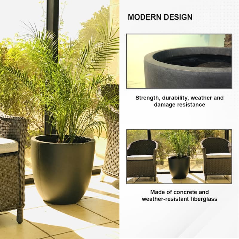 Kante 17 in. Tall Round Lightweight Concrete Seamless Outdoor Planter