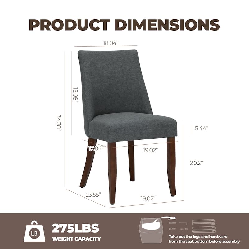 RENEWLINE Contemporary Dining Chair（Set of 2/4/6 - Upholstered Backrest & Wood Frame