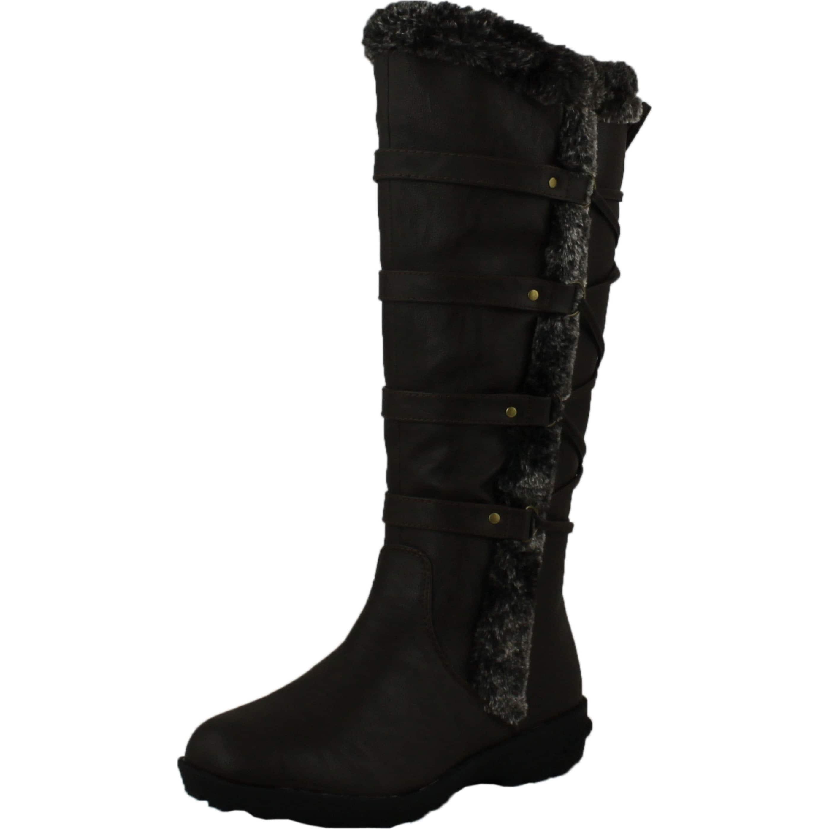 women's lace up knee high black boots