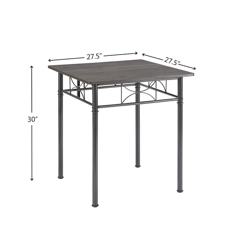 3 Piece Wood Kitchen Dining Set with Metal Frame