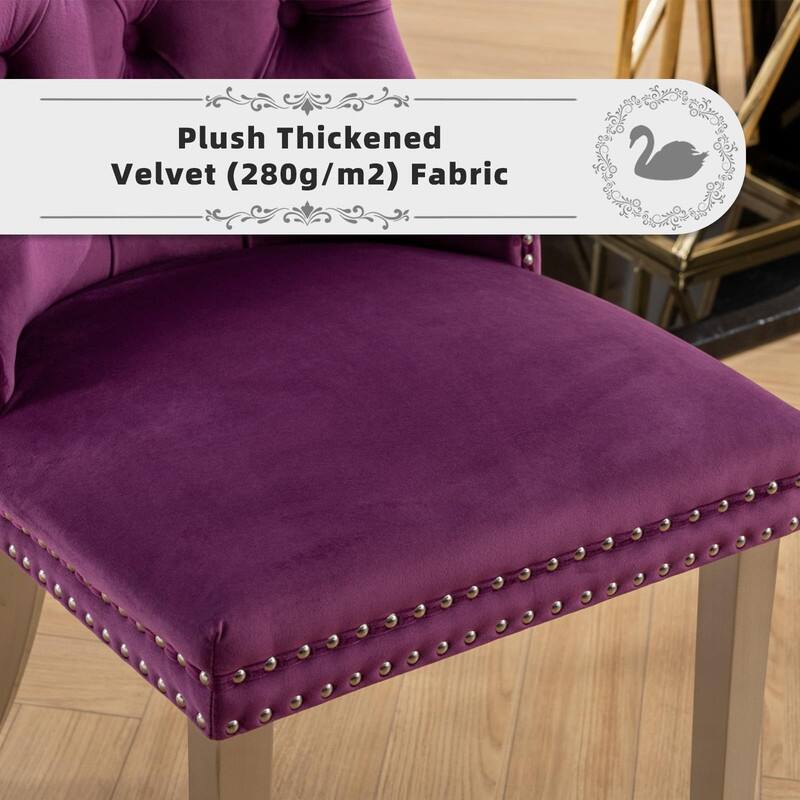 Tufted Naliheads Solid Wood Upholstered Dining Chairs (Set of 4)