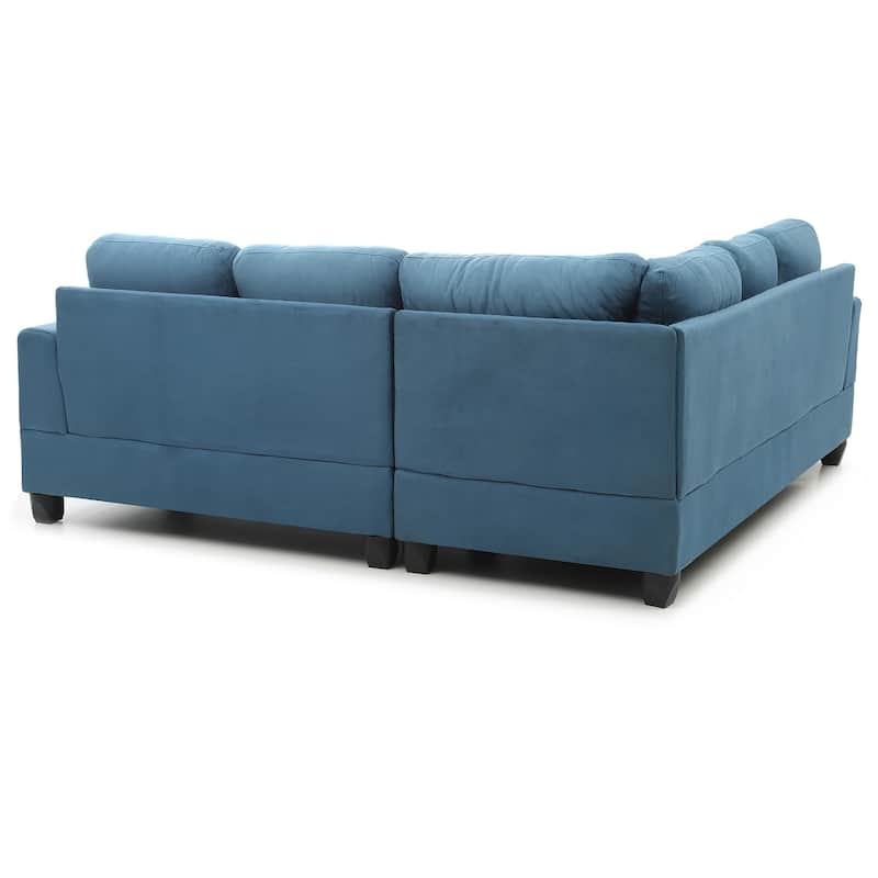 Tufted Microsuede L-Shape Sectional Sofa - 80" - Blue