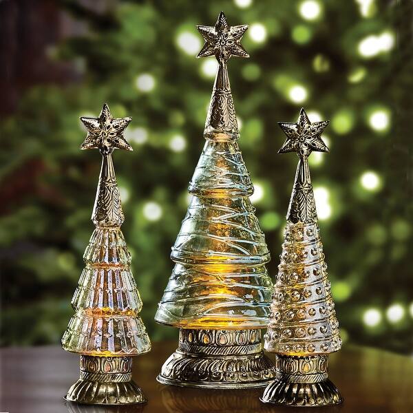 Shop Art Artifact Luster Glass Trees Set Of 3 Christmas Tree