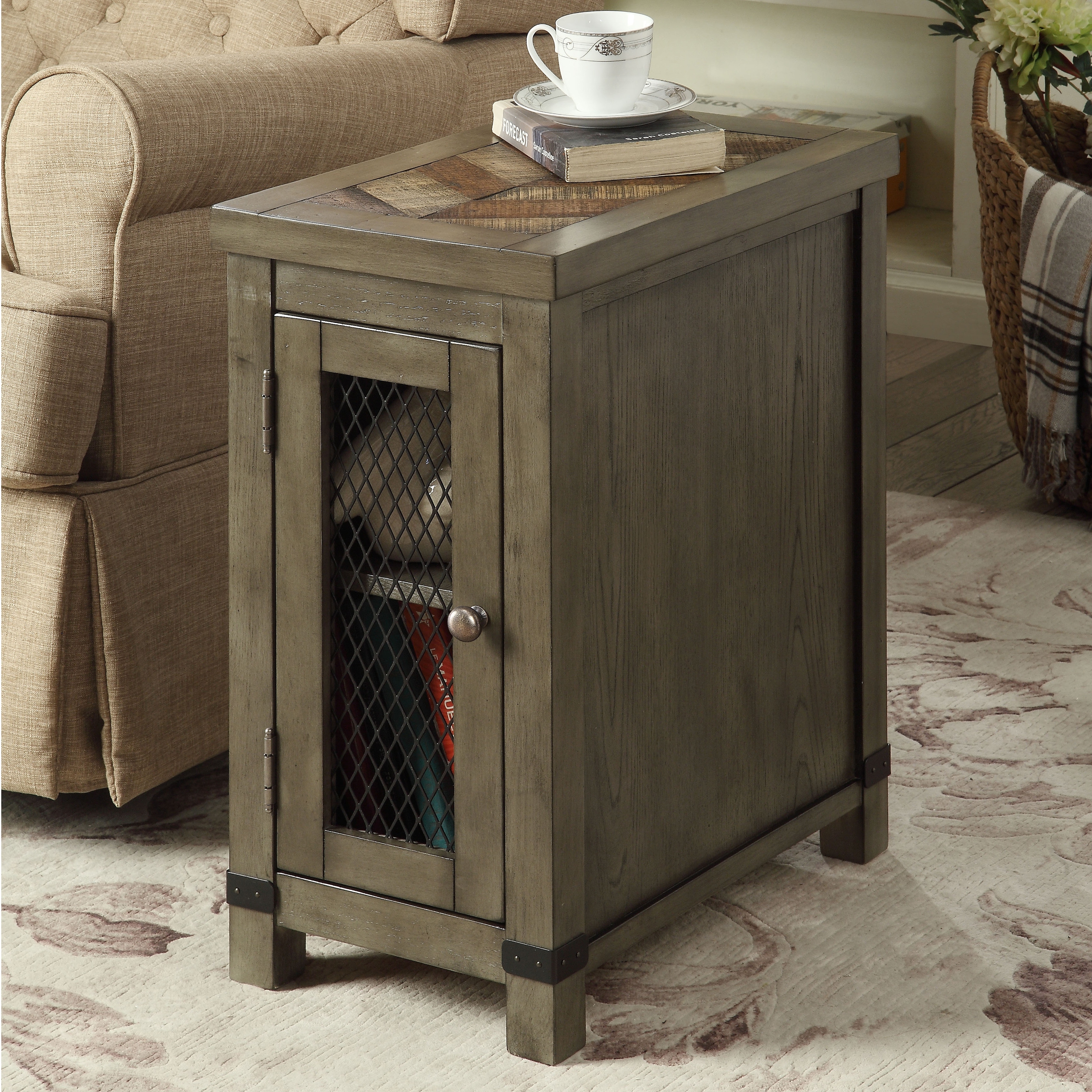 Shop Furniture Of America Nate Rustic Grey Wood 2 Shelf Side Table On Sale Overstock 20234598