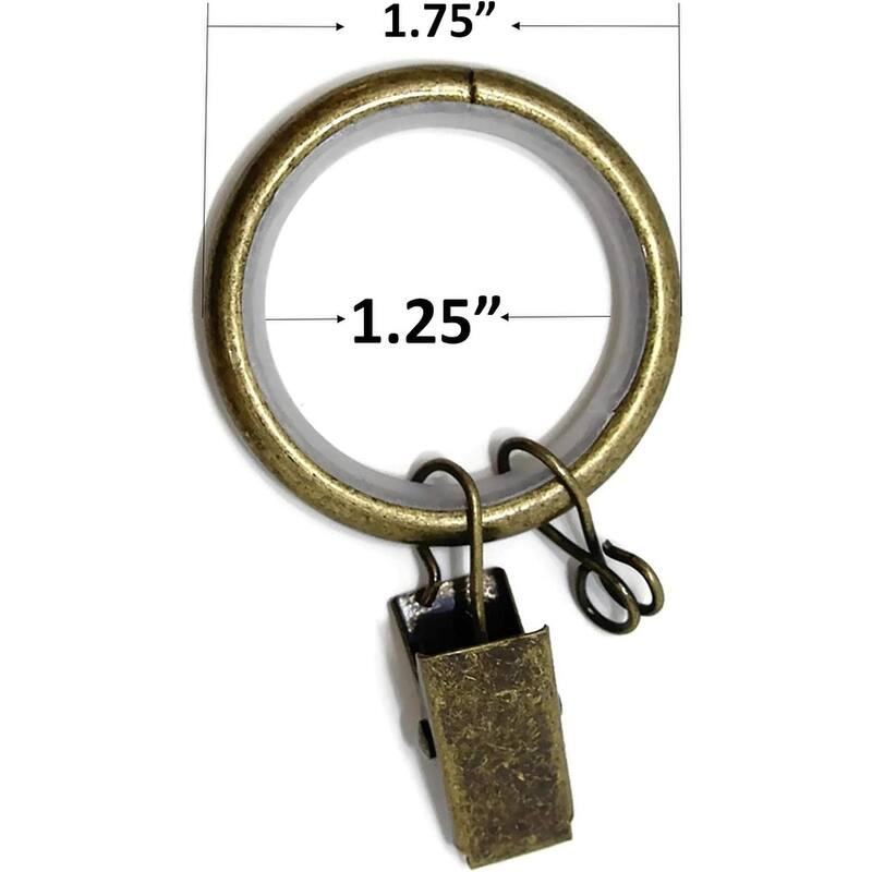 32PCS 1.25" Drapery Curtain Rod Rings for 1" Rod with Clips, Eyelets and Nylon Inserts