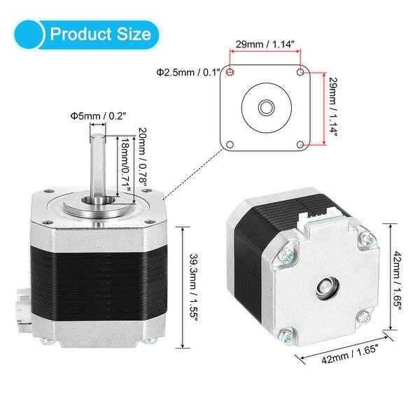 Stepper Motor, 2 Phase 1.5A 1.8 Degree, Extruder Motor with 31 Inch Cable -  Black, Silver Tone - Bed Bath & Beyond - 37434438