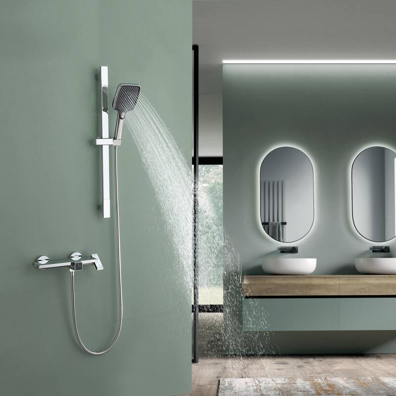Modland Wall 3-mode High-pressure Bathtub Handheld shower with Faucet in White/Chrome
