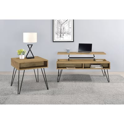 Fanning Lift Top Coffee And End Table Set Golden Oak