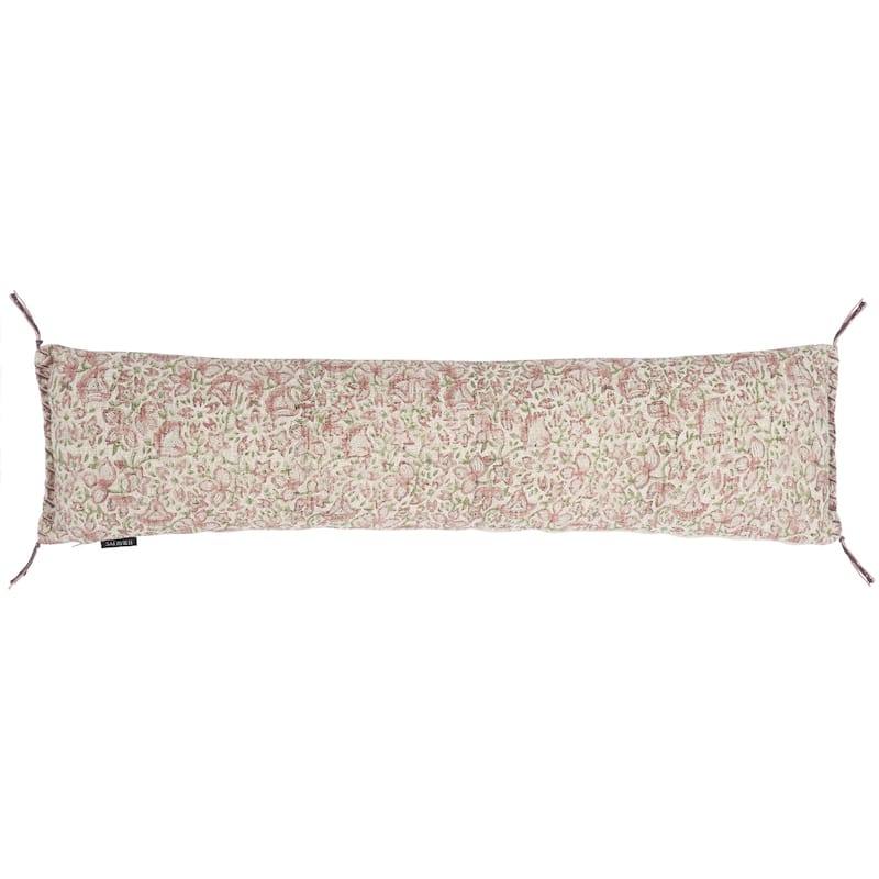 SAFAVIEH Home Rosette 8 x 36-inch Terracotta/Green Cotton Bolster Pillow