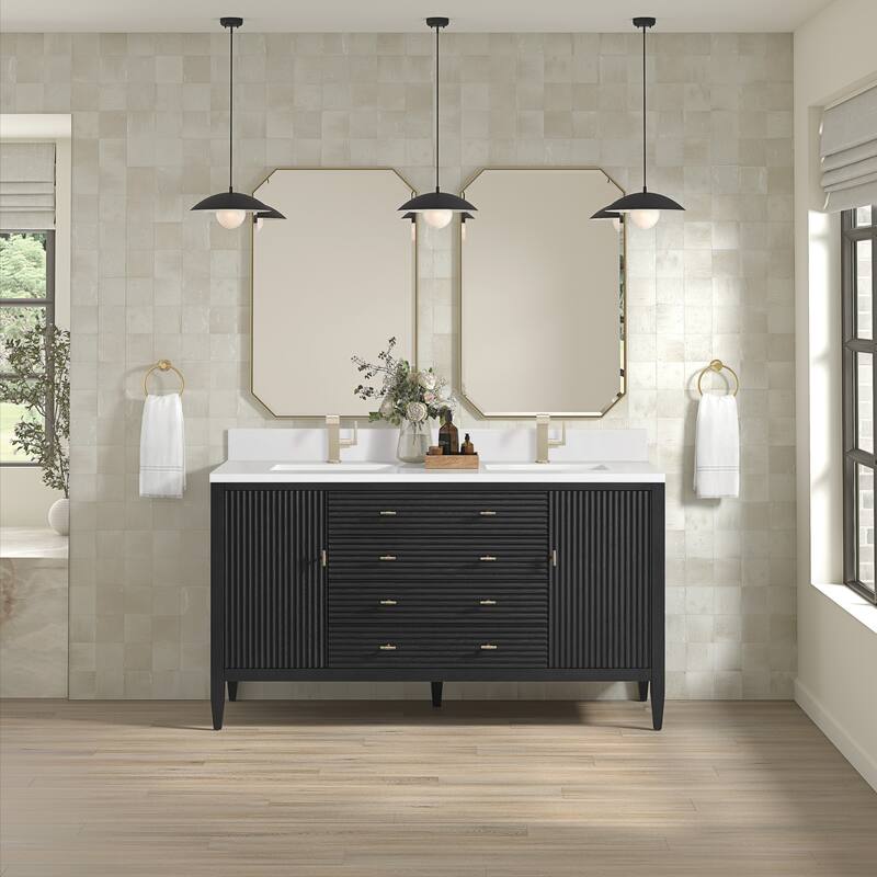 James Martin Vanities 485-V60D-1WZ Myrrin 60" Double Basin Wood Vanity