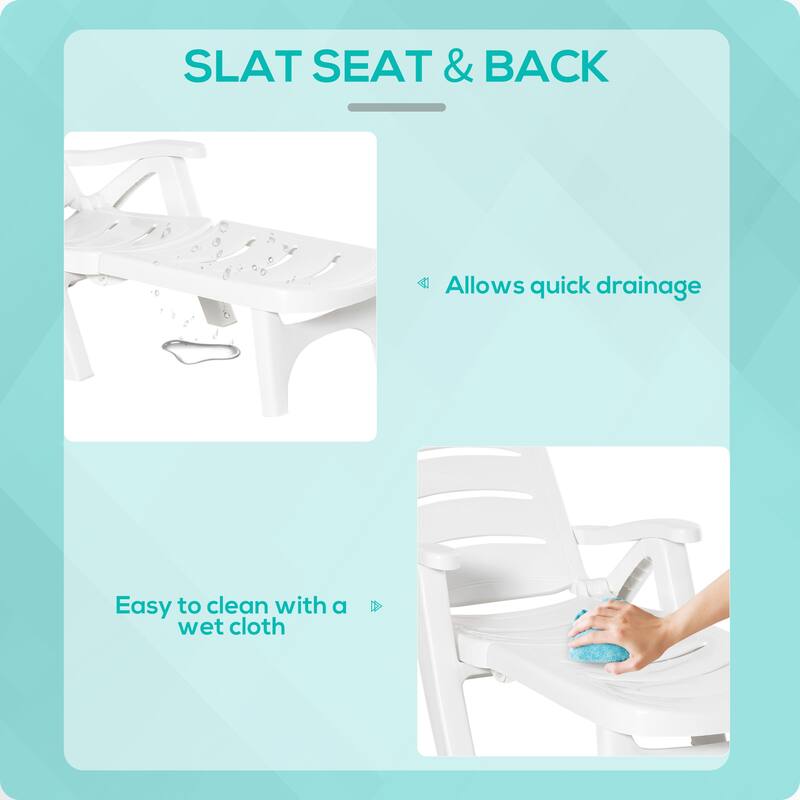 Outsunny Outdoor Chaise Lounge, 5 Level Adjustable Backrest Lounge Chair With Wheels, Folding Tanning Chair