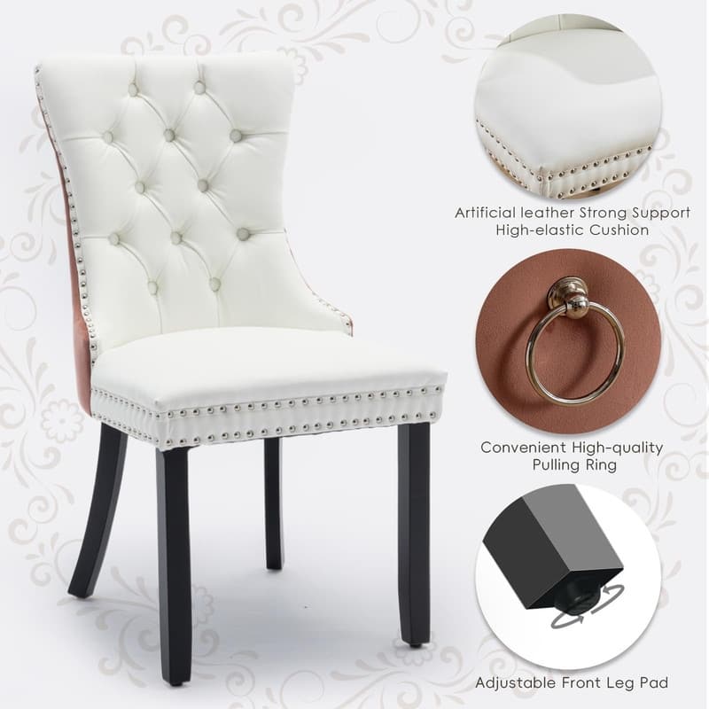 Tufted Naliheads Solid Wood Upholstered Dining Chairs (Set of 8)