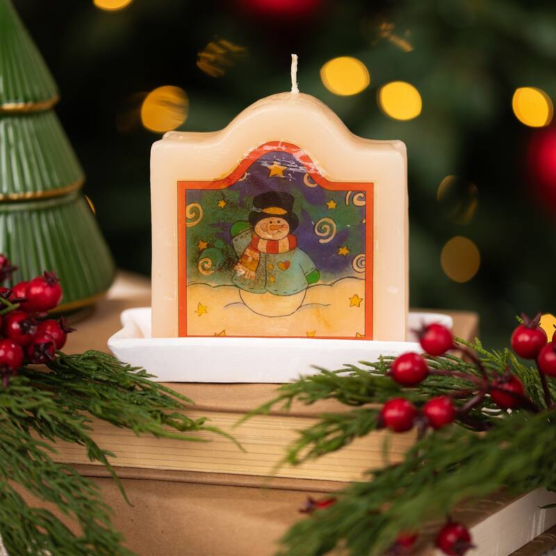 Santa Claus and Snowman Christmas Candles - 4" - Set of 4