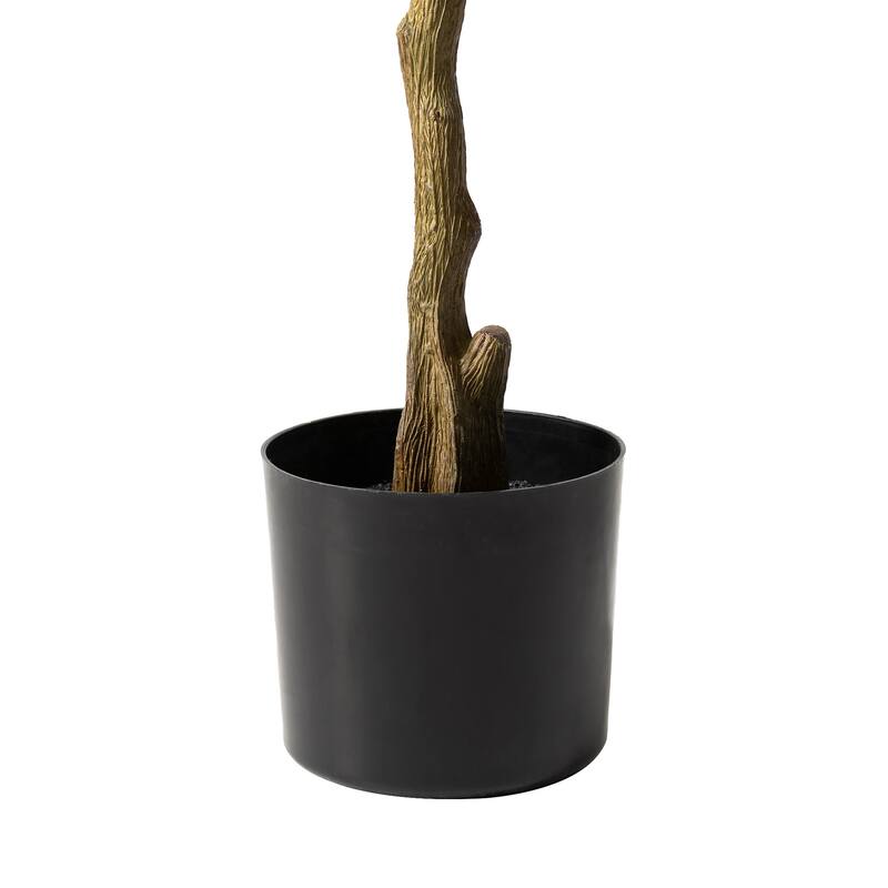 Glitzhome 4/6ft Faux Olive Tree with Black Pot Real Touch Artificial Plant