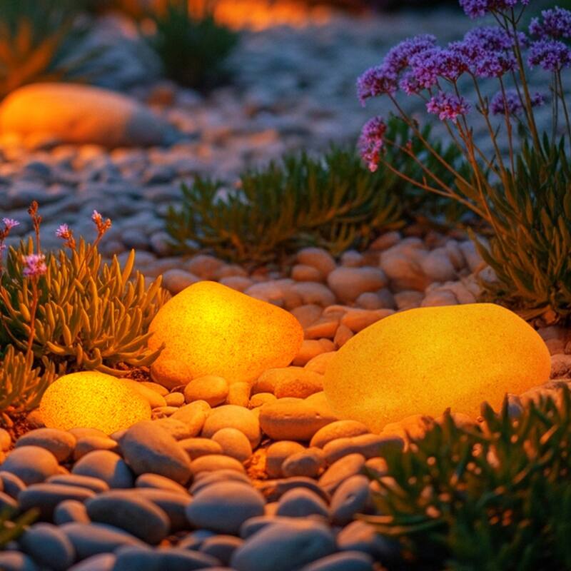 5CCT 3-Size Decorative Stone Lighting Kit, Cobblestone Pathway Lights