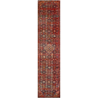 Fine Vintage Distressed Beamer Red/Navy Runner - 2'8" x 12'4"