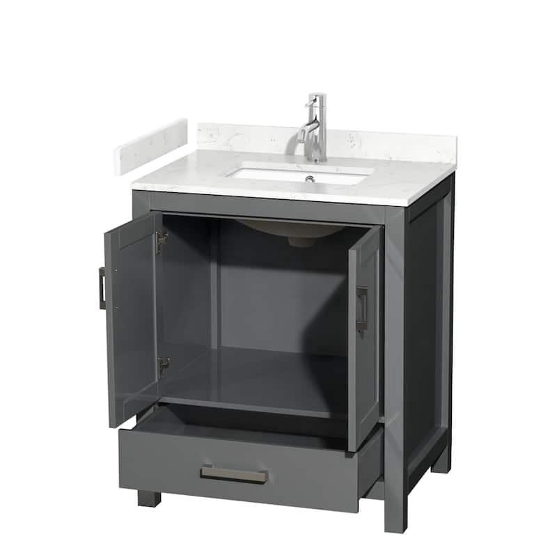 Wyndham Collection Sheffield 30" Single Bathroom Vanity, Carrara