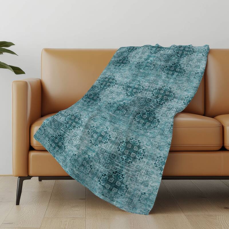 Premium Machine Washable Boho Imprints Sherpa Throw Blanket