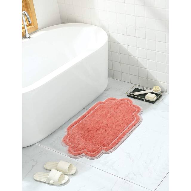 Home Weavers Allure Collection Absorbent Cotton, Machine Washable and Dry Bath Rugs - 17"x24" - Coral
