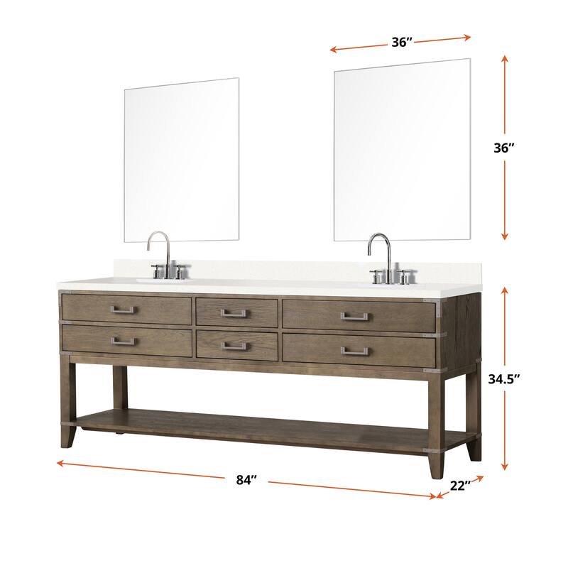 Norwalk 60 in W x 22 in D Black Oak Double Bath Vanity, Cultured Marble Top, Faucet Set, and 28 in Mirrors