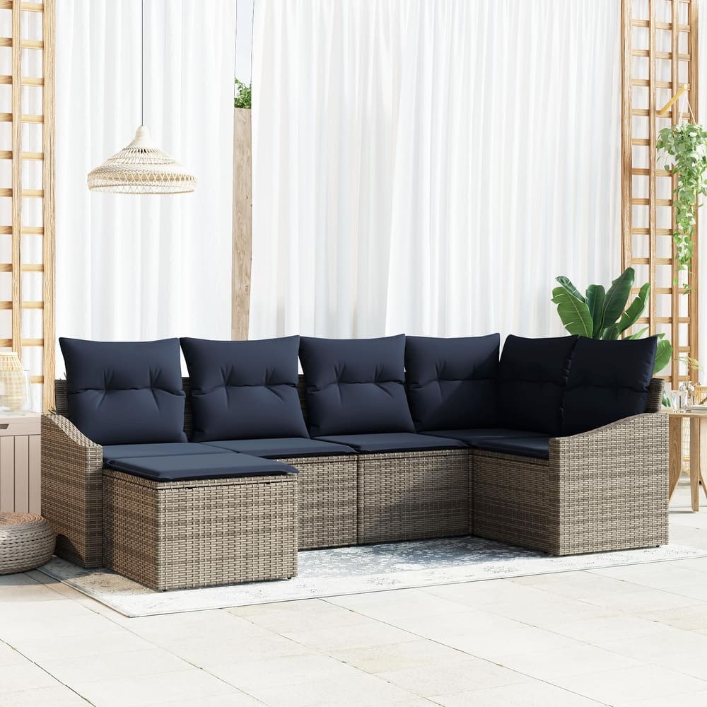 vidaXL 7 Piece Garden Sofa Set with Cushions - 91.9×48.6×46.1