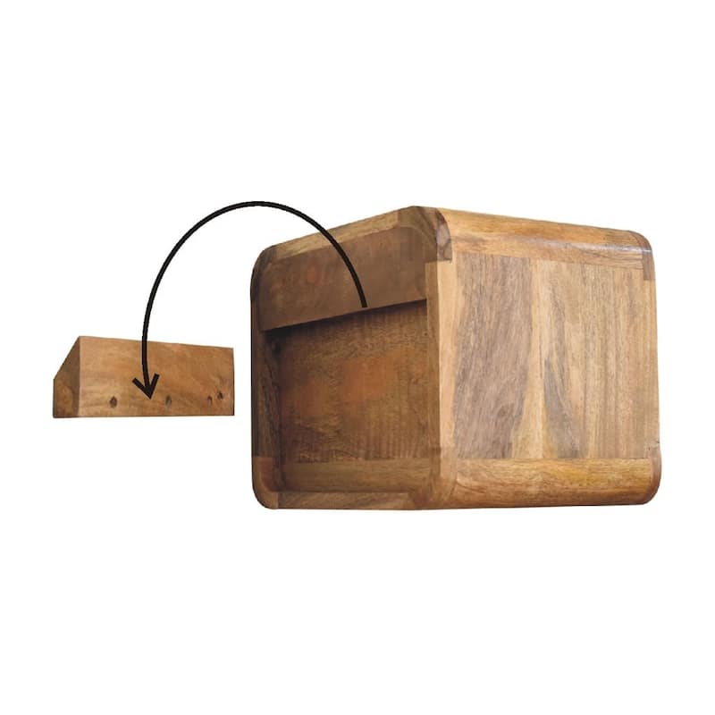Artisan Furniture Solid Wood Mini Oak-ish Floating Open Nightstand