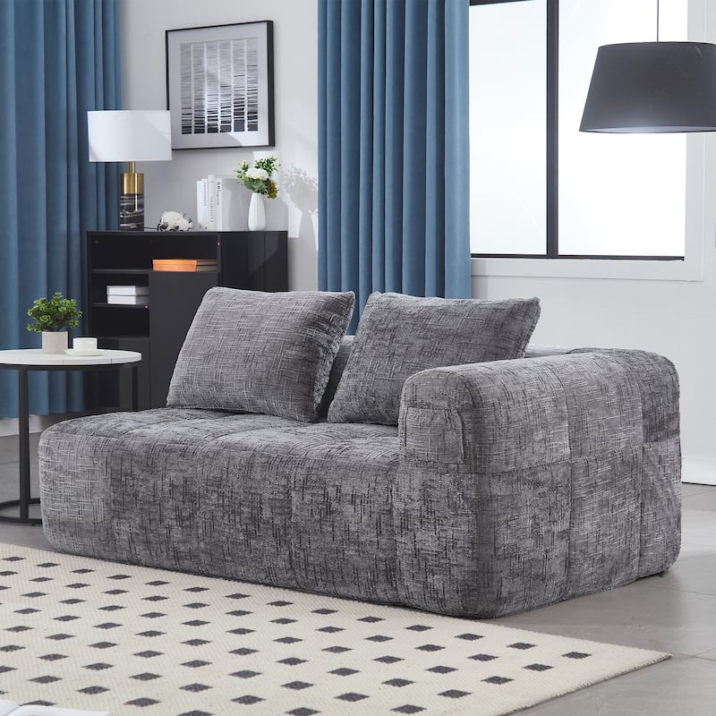 Chenille Loveseat Sofa Upholstered Deep Seat Sofa, Lounge Couch Corner Sofa Minimalist Modular Couches for Apartment