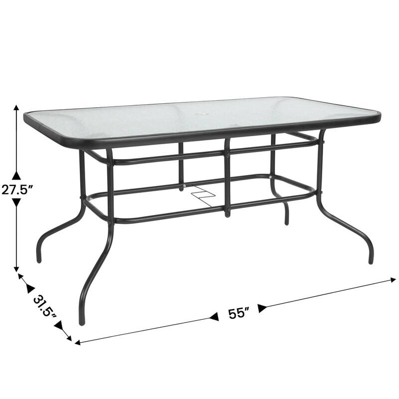 5 Piece Patio Dining Set - Glass Table, 4 Flex Stack Chairs