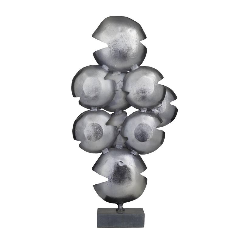 Aluminum Metal Abstract Layered Disk Decorative Sculpture with Black Base - Gold or Gray - CosmoLiving by Cosmopolitan