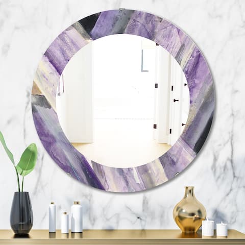 Designart 'Geometric Purple Glacier' Printed Modern Mirror - Oval or Round Wall Mirror