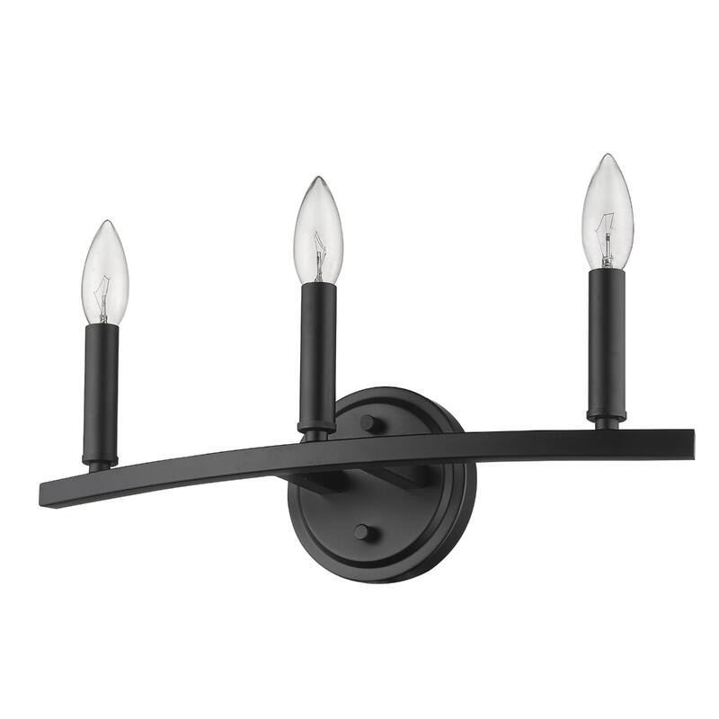 3-Light Bathroom Vanity Wall Light in Matte Black with Dimmable Hardwired Fixture and E12 Compatible - 6.63" H x 18" W x 4" D