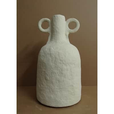 Paper Mache Tabletop Vase with Handles - 22" - Off-White