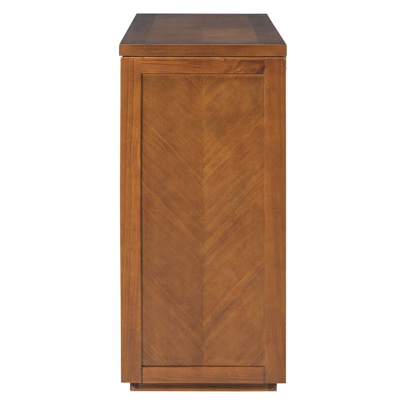 Brown Rustic Wooden Console Table with Storage Drawers