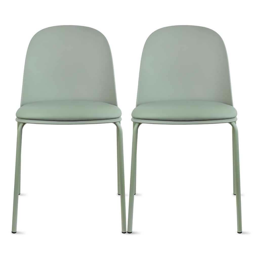 Set of 2 Plastic Eiffel Molded Shell Retro Dining Chairs Accent For Living Room Kitchen Chrome Desk Designer Office