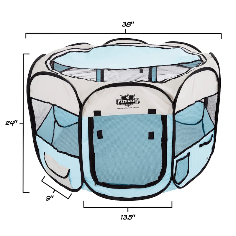 Petmaker Portable Pet Playpen - Pop-Up Dog Kennel with Carry Bag
