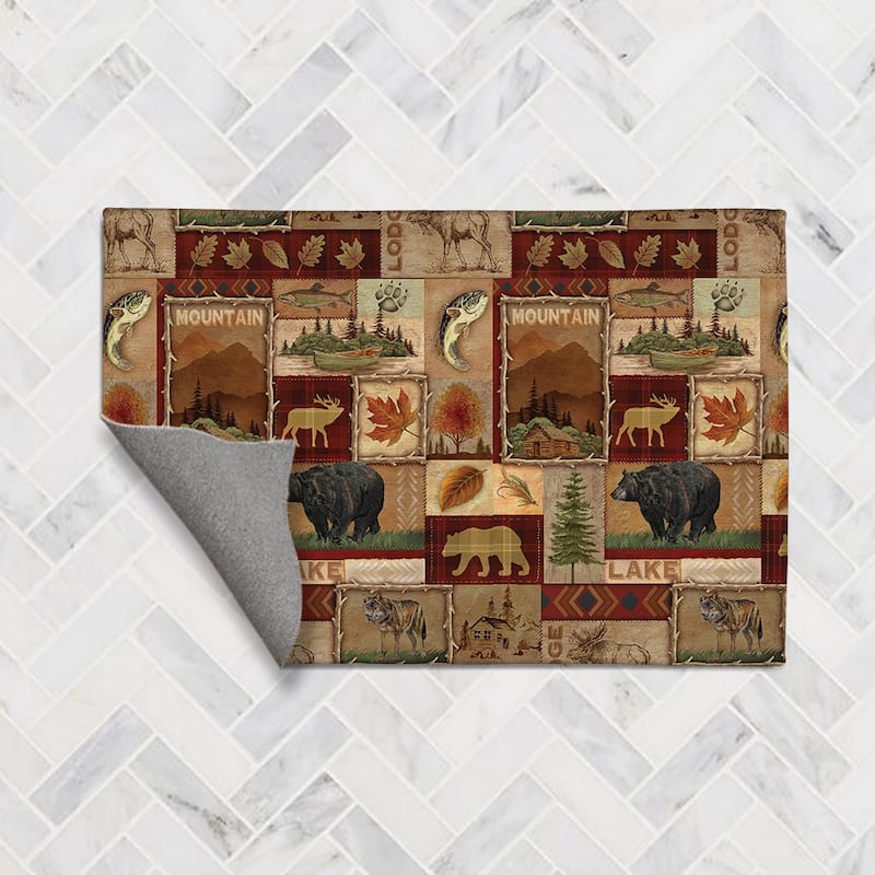 Laural Home Lodge Collage Chenille Accent Rug