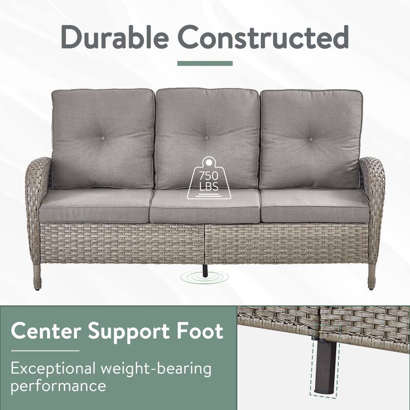 Patio Rocking Chair, Siwvel Chair with Sofa Set - Grey