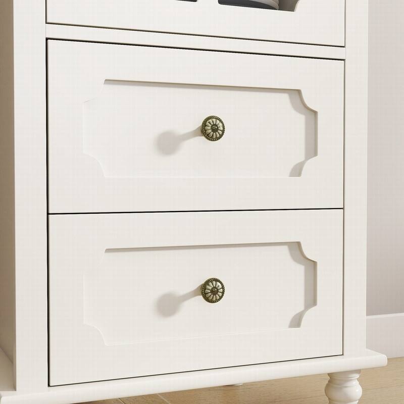 Modern 52.36" Wooden Buffet Cabinet with Glass Doors and Double Drawer for Living room, Dining Room Hallway Entryway