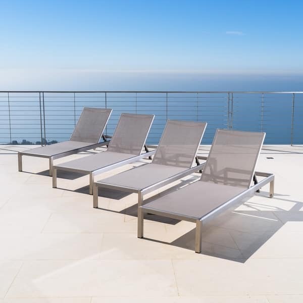 Cape Coral Mesh/ Aluminum Outdoor Chaise Lounge (Set of 4) by
