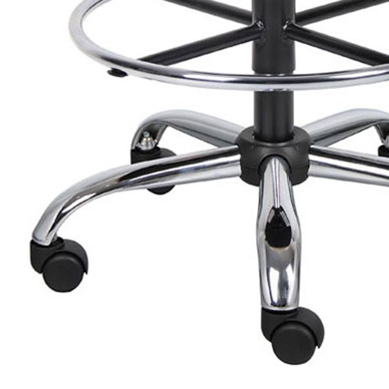 Fea Medical Drafting Stool, Round Gray Vinyl, Chrome Footring