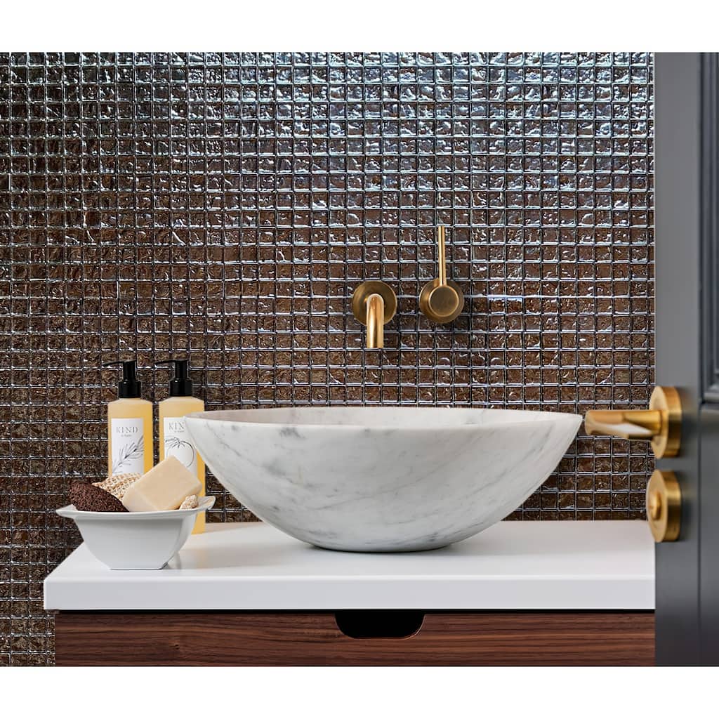 Apollo tile 12" x 12" Elaina Polished Silver Glass Tile (4.75 sq ft/case) - 5 Pack