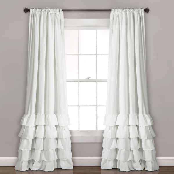 slide 1 of 45, Lush Decor Allison Ruffle Window Curtain Panel Pair 40"w x 84"l - White
