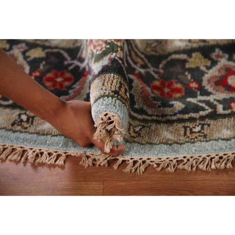 Light Blue Heriz-Serapi Oriental Round Area Rug Handmade Wool Carpet - 7'11"x 7'11"