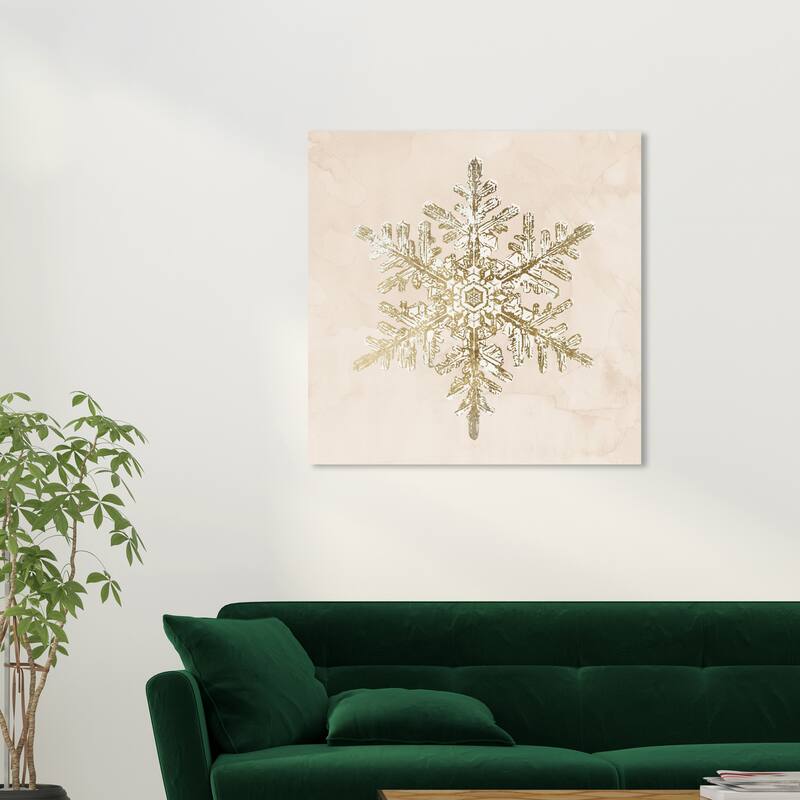 Wynwood Studio Canvas Holiday and Seasonal Golden Snowflake Gold and Metallic Gold Glam Wall Art Canvas Print - 30 x 30