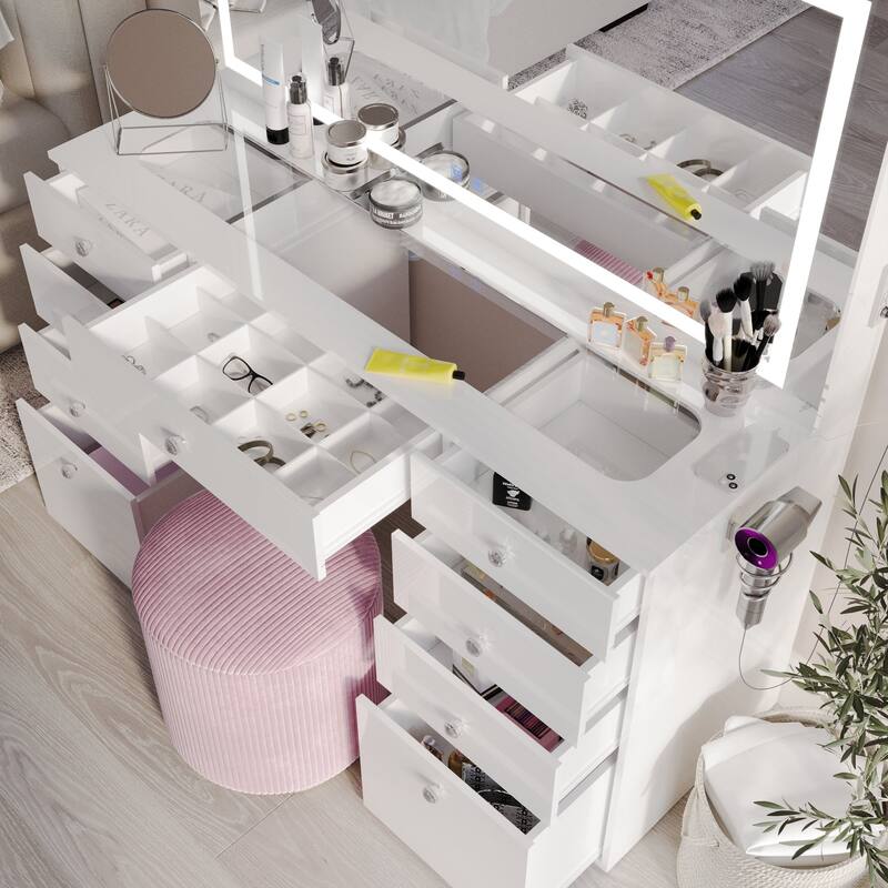 Boahaus Selina Extra-Large Vanity with Bluetooth Speakers & LED Mirror