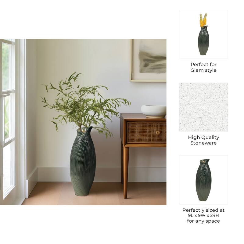 Ceramic Stylish Rubpert Contemporary Vase - Green