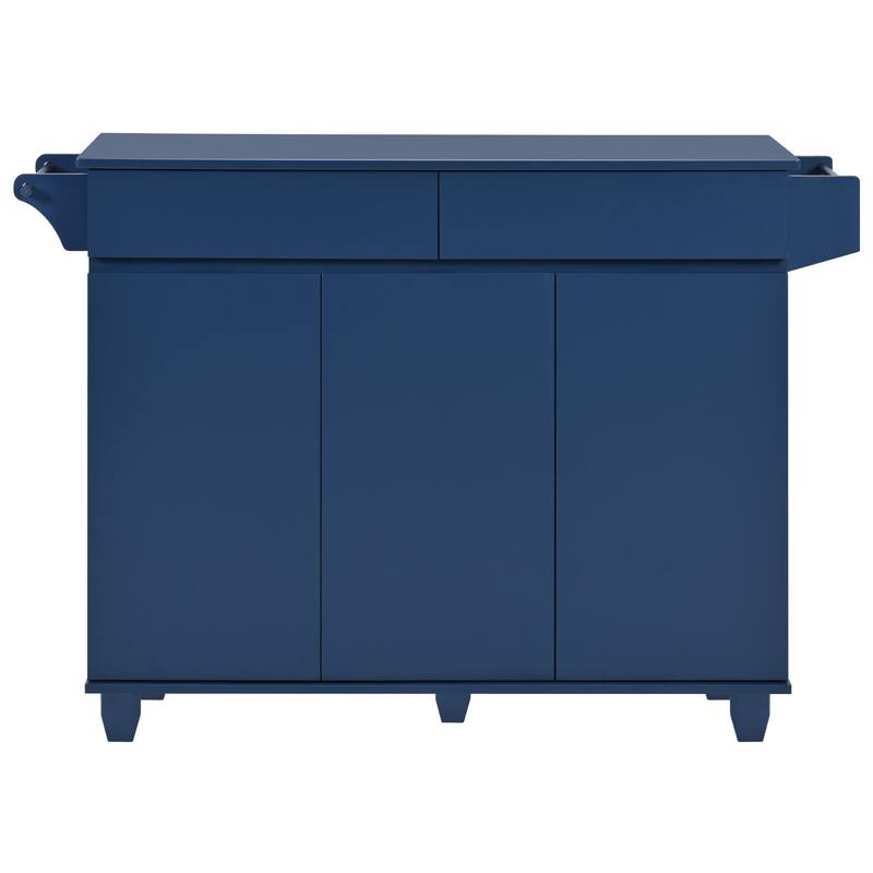 Rolling Kitchen Island Cart on Wheels with Adjustable Shelves, 2 Drawers, and Spice Rack