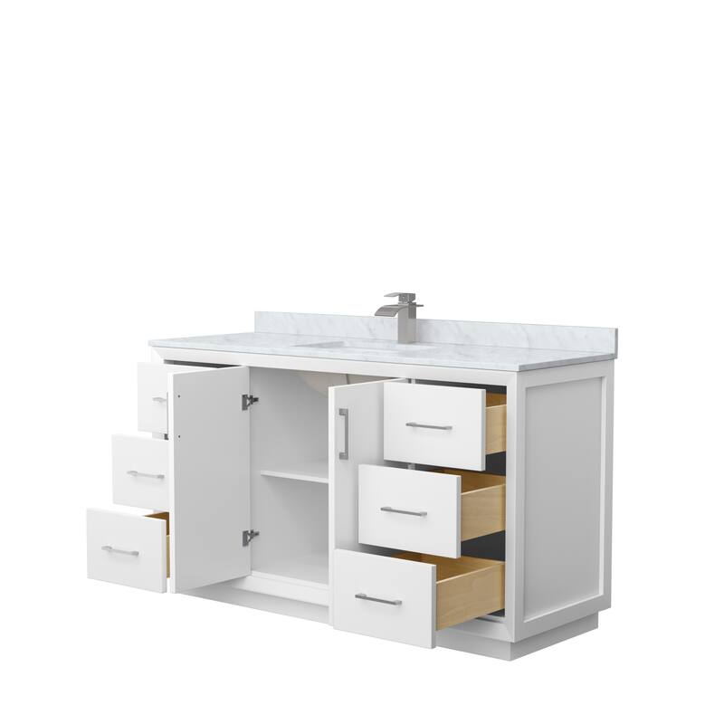 Strada 60-Inch Single Vanity Set, Carrara Marble Top